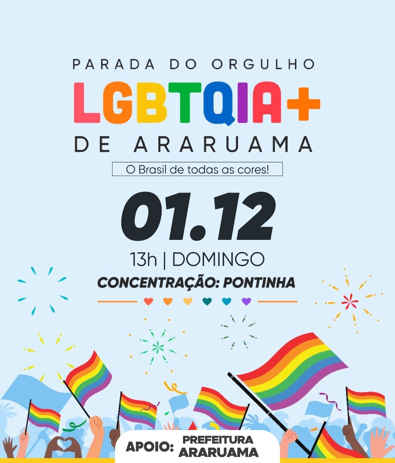 Parada do Orgulho LGBTQIA + de Araruama vai acontecer na Praça de Eventos da Pontinha