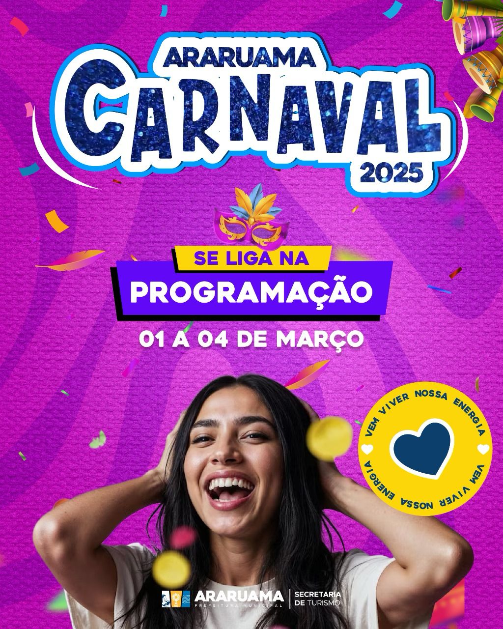 Carnaval 2025 de Araruama vai contar com blocos de rua, bandas locais e a energia da festa mais  popular do Brasil