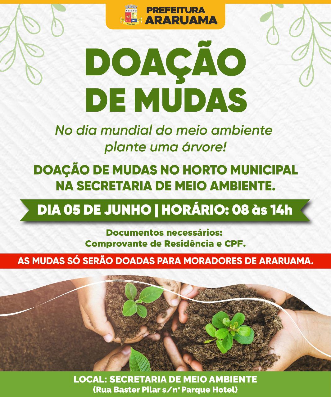 Prefeitura de Araruama comemora Dia Mundial do Meio Ambiente com distribuição de mudas