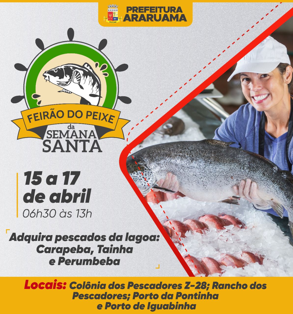 Prefeitura de Araruama vai realizar mais uma edição do “Feirão do Peixe da Semana Santa”