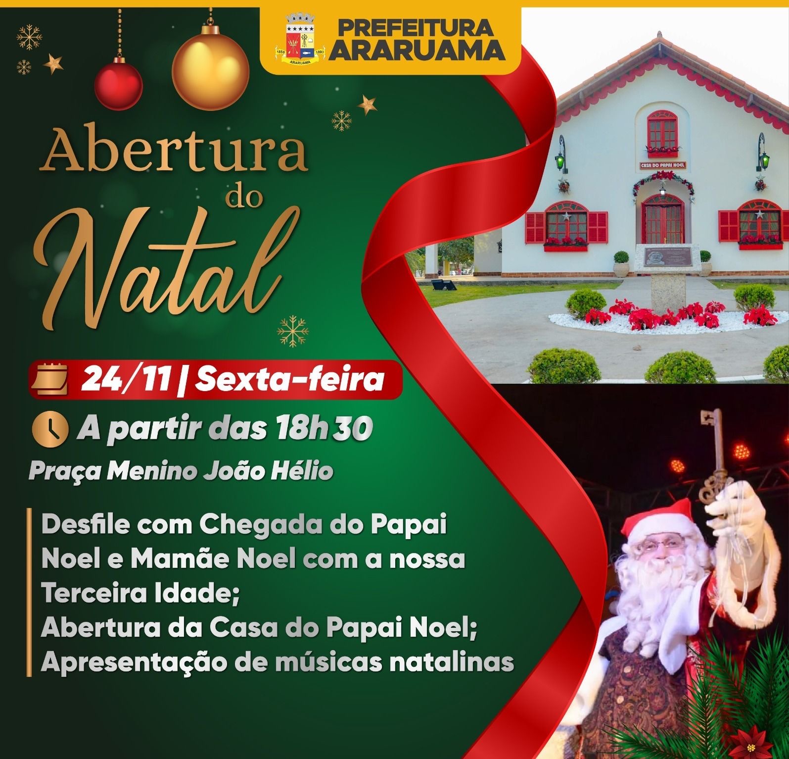 A Abertura do Natal em Araruama com a chegada do Papai Noel promete encantar e emocionar a todos