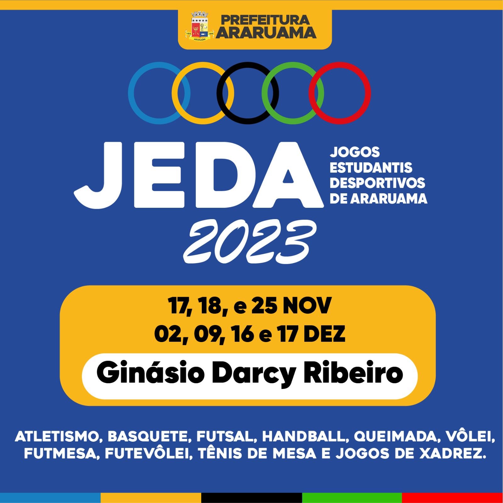 Abertura dos Jogos Estudantis Desportivos de Araruama (JEDA) será nessa sexta-feira